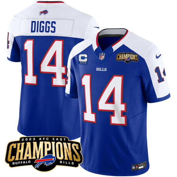Buffalo Bills #14 Stefon Diggs Blue White 2023 FUSE AFC East Champions With 3-Star Jersey