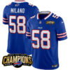 Buffalo Bills #58 Matt Milano Blue 2023 FUSE AFC East Champions Ptach Stitched Jersey