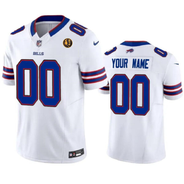 Buffalo Bills Active Player Custom White 2023 FUSE With John Madden Patch Vapor Jersey