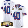 Buffalo Bills #40 Von Miller White 2023 FUSE AFC East Champions With 4-Star C Ptach Jersey