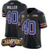 Buffalo Bills #40 Von Miller Black 2023 FUSE AFC East Champions With 4-Star C Ptach Jersey