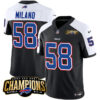 Buffalo Bills #58 Matt Milano Black White 2023 FUSE AFC East Champions Ptach Jersey