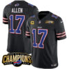 Buffalo Bills #17 Josh Allen Black 2023 FUSE AFC East Champions With 4-Star C Ptach Jersey