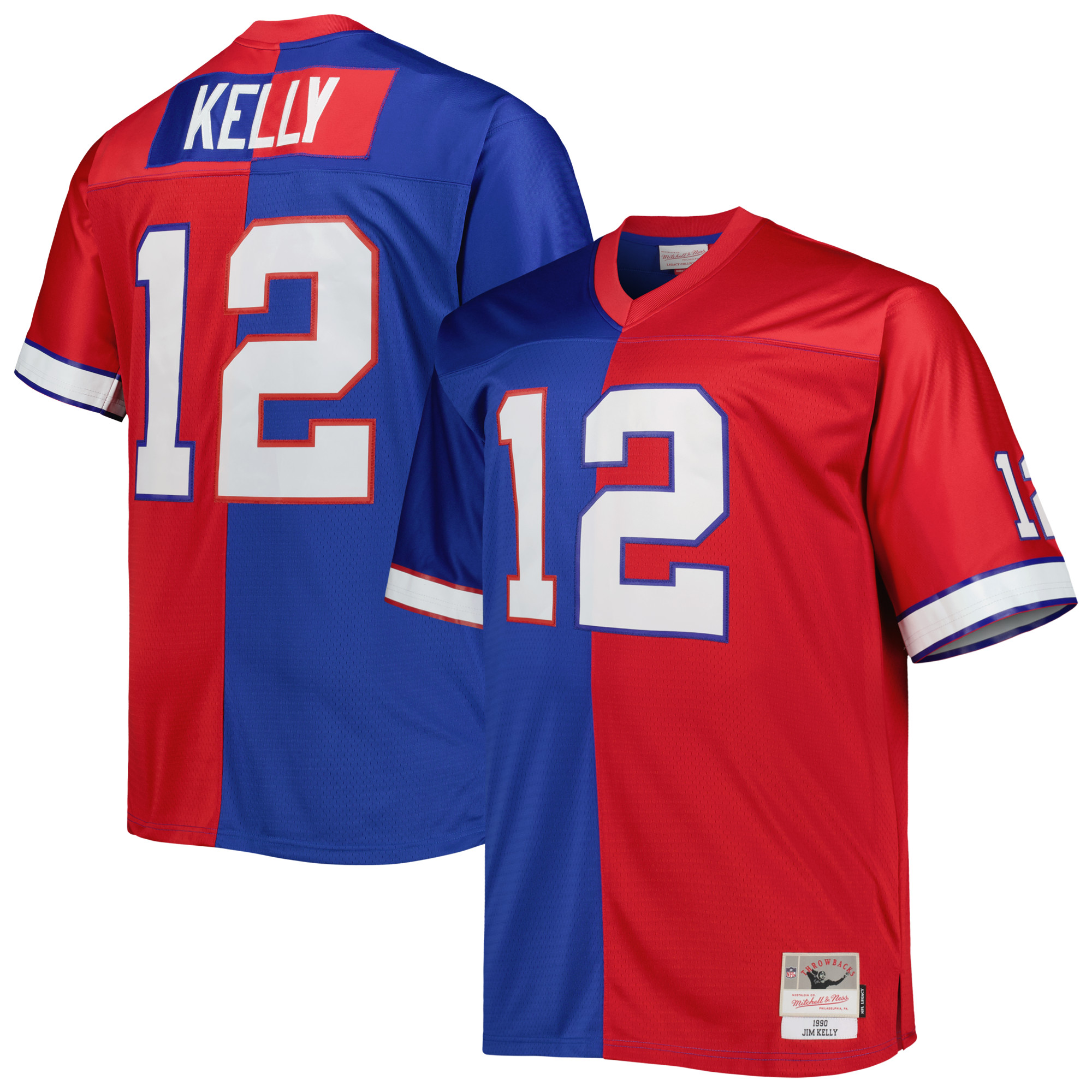 Jim Kelly Buffalo Bills Mitchell Ness Big Tall Split Legacy Retired Player Replica Jersey Royal Red
