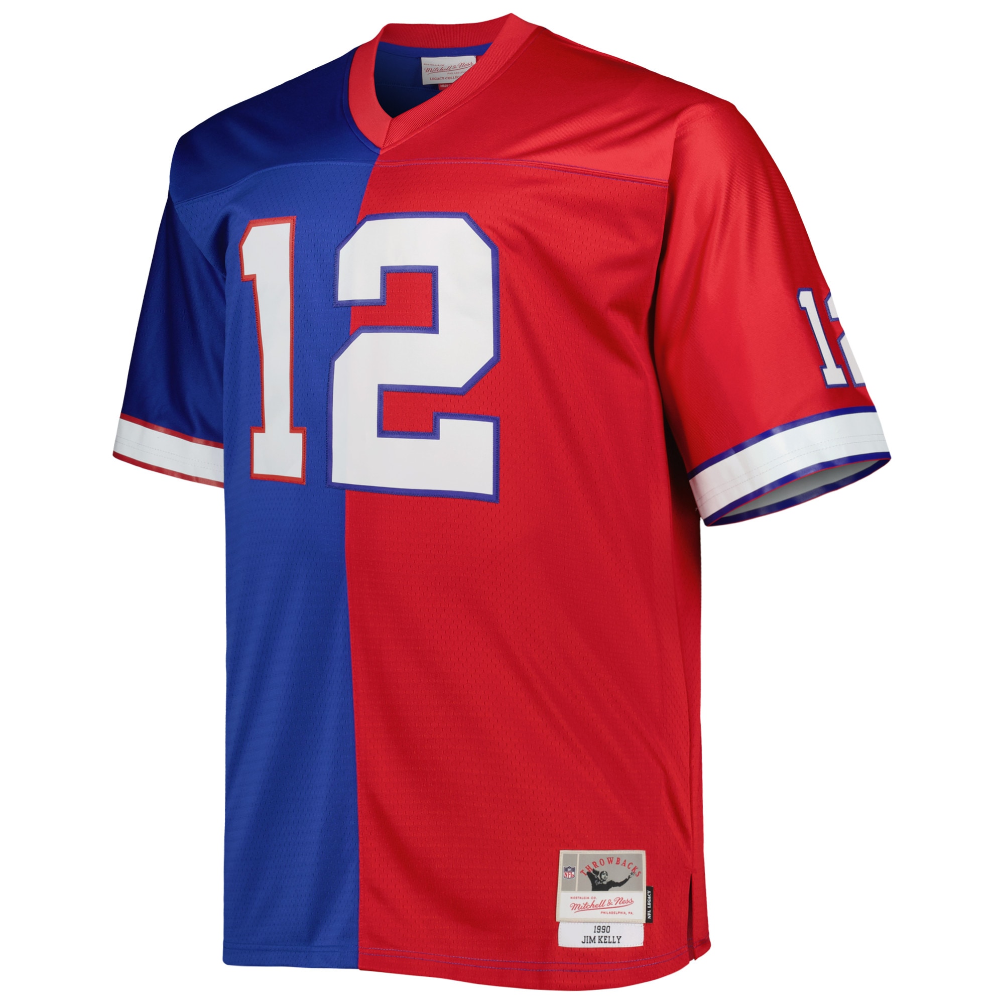 Jim Kelly Buffalo Bills Mitchell Ness Big Tall Split Legacy Retired Player Replica Jersey Royal Red - Image 2