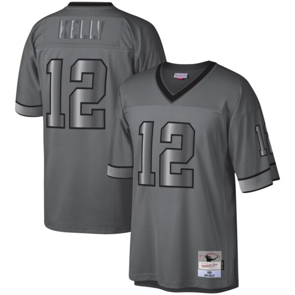 Jim Kelly Buffalo Bills Mitchell Ness 1990 Retired Player Metal Legacy Jersey Charcoal