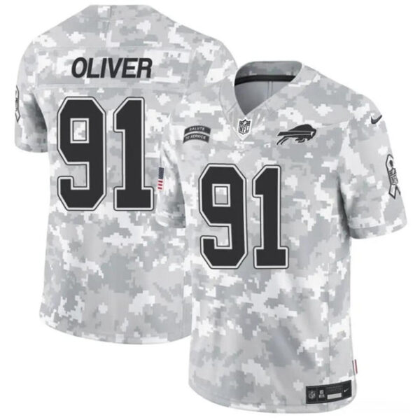 Buffalo Bills #91 Ed Oliver 2024 FUSE Arctic Camo Salute To Service Limited Football Stitched Jersey