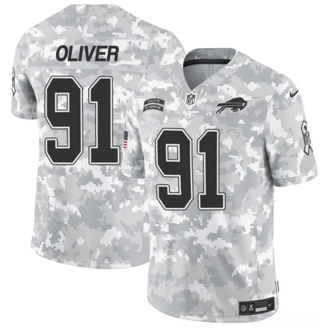 Buffalo Bills #91 Ed Oliver 2024 FUSE Arctic Camo Salute To Service Limited Football Stitched Jersey