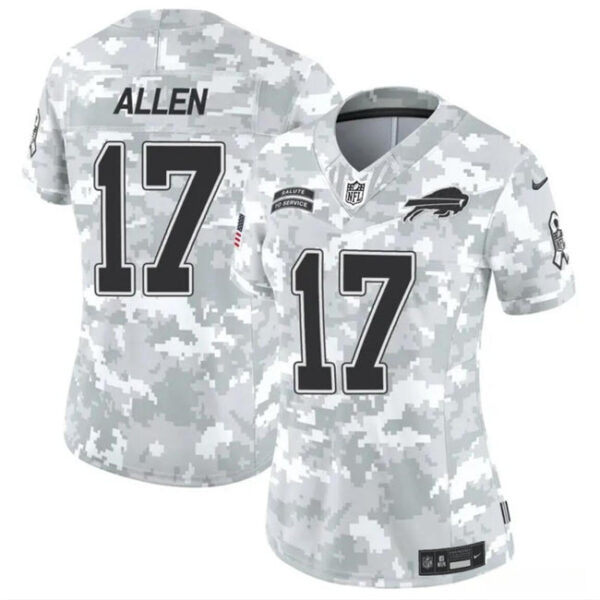 Women Buffalo Bills #17 Josh Allen 2024 FUSE Arctic Camo Salute To Service Limited Football Stitched Jersey