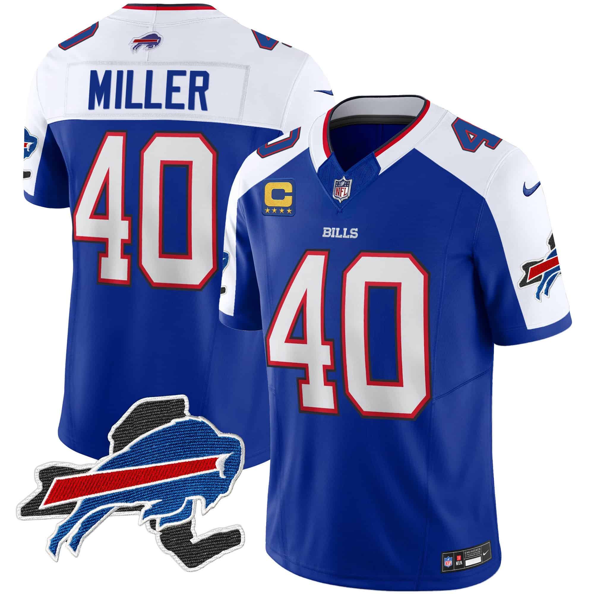 Men’s Bills New York Patch Vapor Limited Jersey – All Stitched – Royal Alternate – Von Miller