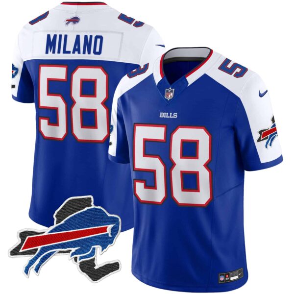 Men’s Bills New York Patch Vapor Limited Jersey – All Stitched – Royal Alternate – Matt Milano