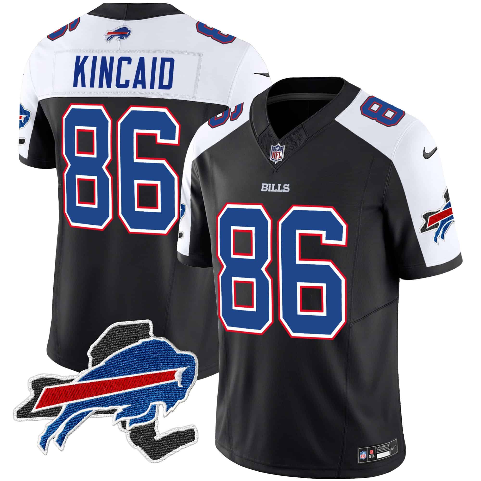 Men’s Bills New York Patch Vapor Limited Jersey – All Stitched – Black Alternate – Dalton Kincaid