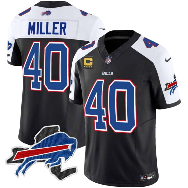 Men’s Bills New York Patch Vapor Limited Jersey – All Stitched – Black Alternate – Von Miller