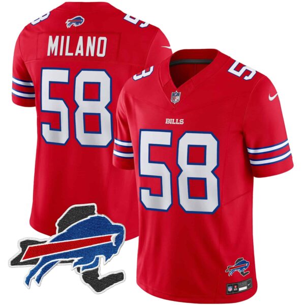 Men’s Bills New York Patch Vapor Limited Jersey – All Stitched – Red – Matt Milano