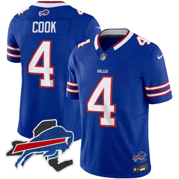 Men’s Bills New York Patch Vapor Limited Jersey – All Stitched – Royal – James Cook