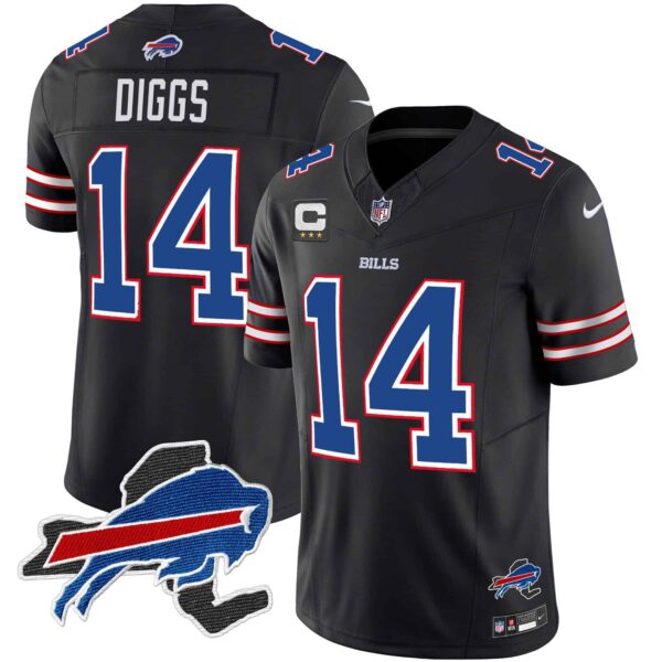 Men’s Bills New York Patch Vapor Limited Jersey – All Stitched – Black – Stefon Diggs