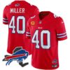 Men’s Bills New York Patch Vapor Limited Jersey – All Stitched – Red – Von Miller