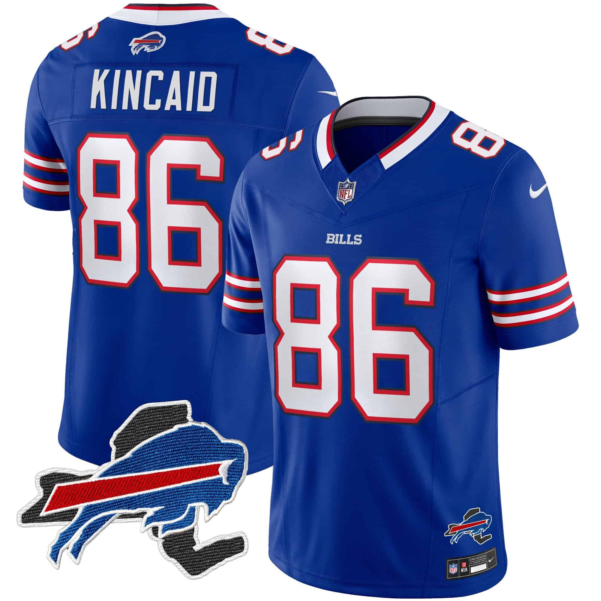 Men’s Bills New York Patch Vapor Limited Jersey – All Stitched – Royal – Dalton Kincaid