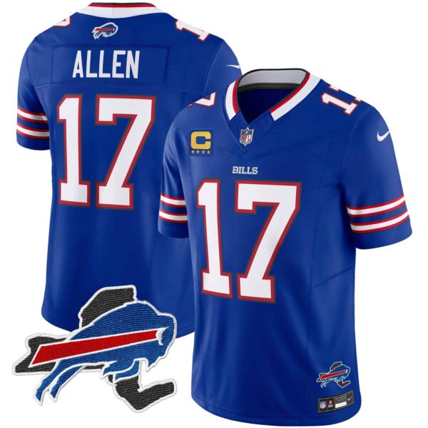 Men’s Bills New York Patch Vapor Limited Jersey – All Stitched – Royal – Josh Allen