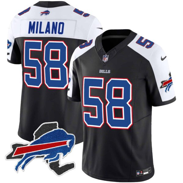 Men’s Bills New York Patch Vapor Limited Jersey – All Stitched – Black Alternate – Matt Milano