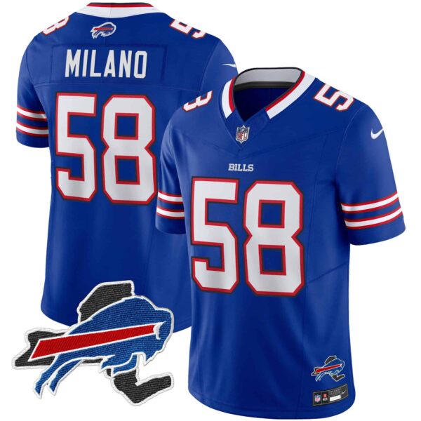 Men’s Bills New York Patch Vapor Limited Jersey – All Stitched – Royal – Matt Milano