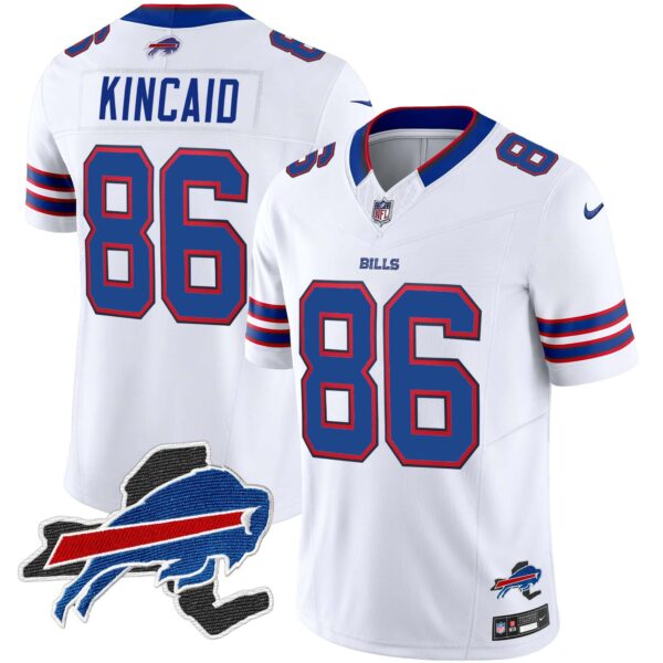 Men’s Bills New York Patch Vapor Limited Jersey – All Stitched – White – Dalton Kincaid
