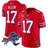 Men’s Bills New York Patch Vapor Limited Jersey – All Stitched – Red – Josh Allen