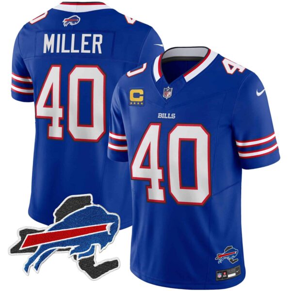 Men’s Bills New York Patch Vapor Limited Jersey – All Stitched – Royal – Von Miller