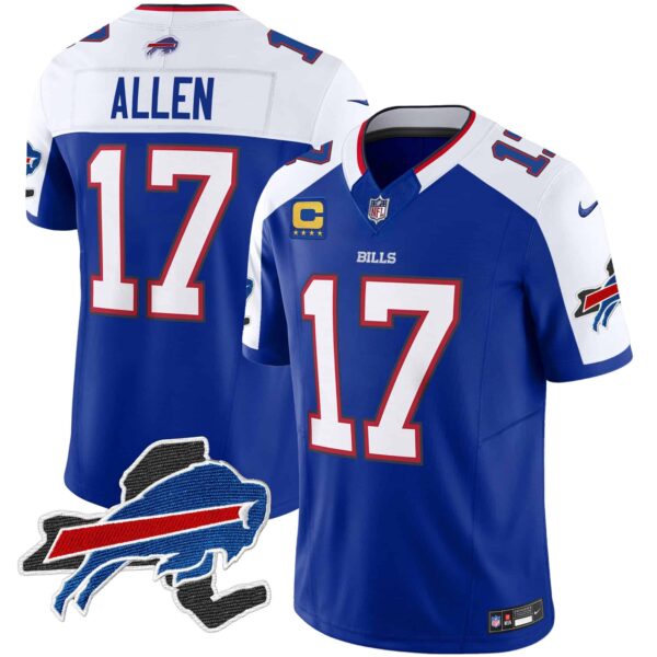 Men’s Bills New York Patch Vapor Limited Jersey – All Stitched – Royal Alternate – Josh Allen