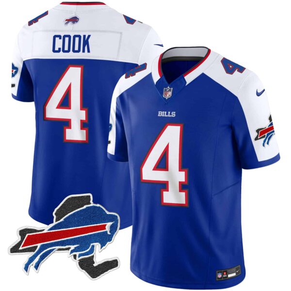 Men’s Bills New York Patch Vapor Limited Jersey – All Stitched – Royal Alternate – James Cook