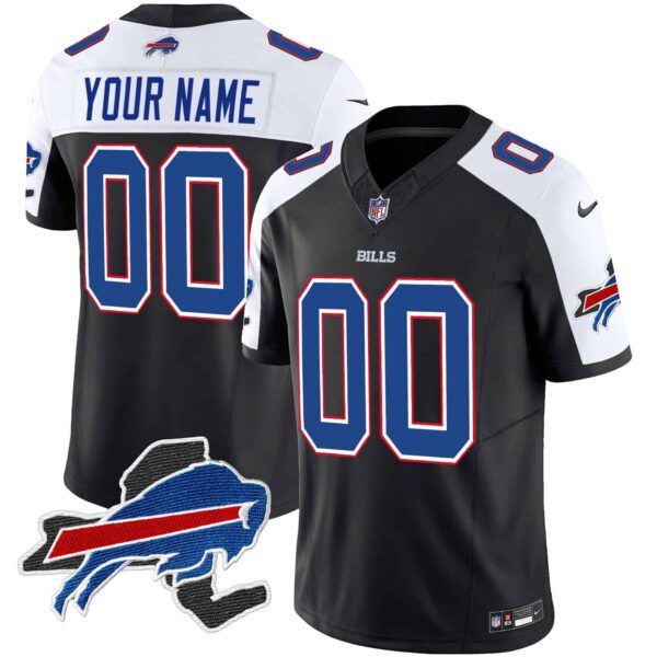 Bills New York Patch Vapor Limited Custom Jersey – All Stitched – Men – Black Alternate
