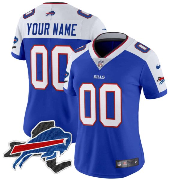 Bills New York Patch Vapor Limited Custom Jersey – All Stitched – Women – Royal Alternate