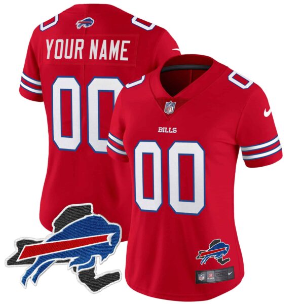 Bills New York Patch Vapor Limited Custom Jersey – All Stitched – Women – Red
