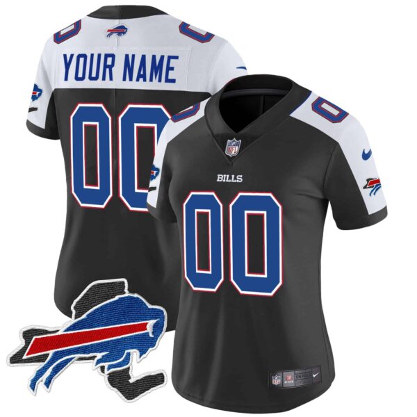 Bills New York Patch Vapor Limited Custom Jersey – All Stitched – Women – Black Alternate