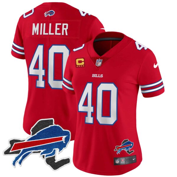 Women’s Bills New York Patch Vapor Limited Jersey – All Stitched – Red – Von Miller