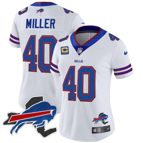 Women’s Bills New York Patch Vapor Limited Jersey – All Stitched – White – Von Miller