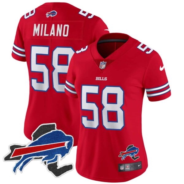 Women’s Bills New York Patch Vapor Limited Jersey – All Stitched – Red – Matt Milano