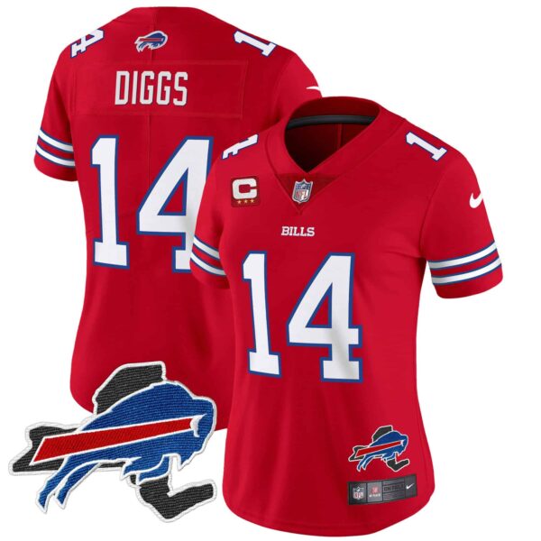 Women’s Bills New York Patch Vapor Limited Jersey – All Stitched – Red – Stefon Diggs