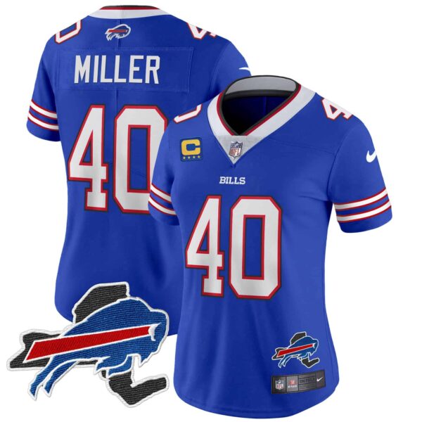 Women’s Bills New York Patch Vapor Limited Jersey – All Stitched – Royal – Von Miller