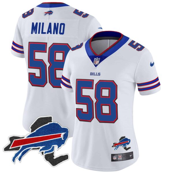 Women’s Bills New York Patch Vapor Limited Jersey – All Stitched – White – Matt Milano