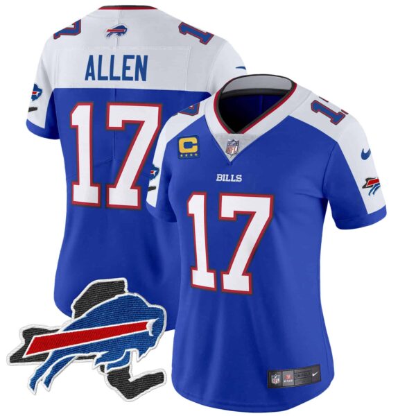 Women’s Bills New York Patch Vapor Limited Jersey – All Stitched – Royal Alternate – Josh Allen