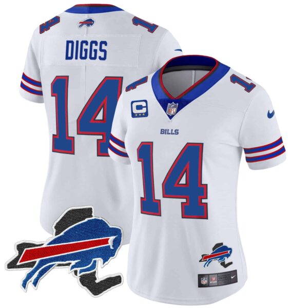 Women’s Bills New York Patch Vapor Limited Jersey – All Stitched – White – Stefon Diggs