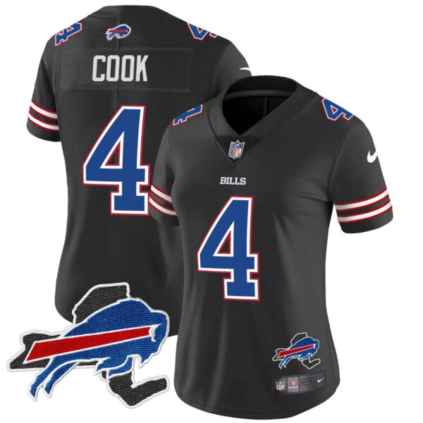 Women’s Bills New York Patch Vapor Limited Jersey – All Stitched – Black – James Cook