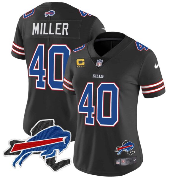 Women’s Bills New York Patch Vapor Limited Jersey – All Stitched – Black – Von Miller