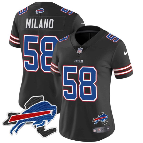 Women’s Bills New York Patch Vapor Limited Jersey – All Stitched – Black – Matt Milano