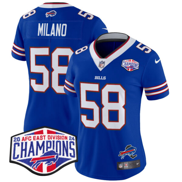 Women’s Bills 2024 AFC East Division Champions Vapor Limited Jersey – All Stitched – Royal – Matt Milano Jersey