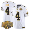 Bills 2024 AFC East Division Champions Gold Vapor Limited Jersey – All Stitched – White Gold – James Cook Jersey