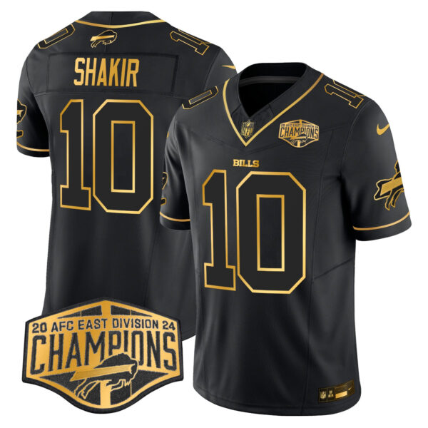 Bills 2024 AFC East Division Champions Gold Vapor Limited Jersey – All Stitched – Black Gold – Khalil Shakir Jersey