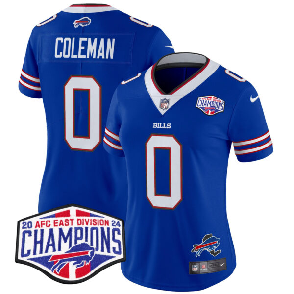 Women’s Bills 2024 AFC East Division Champions Vapor Limited Jersey – All Stitched – Royal – Keon Coleman Jersey