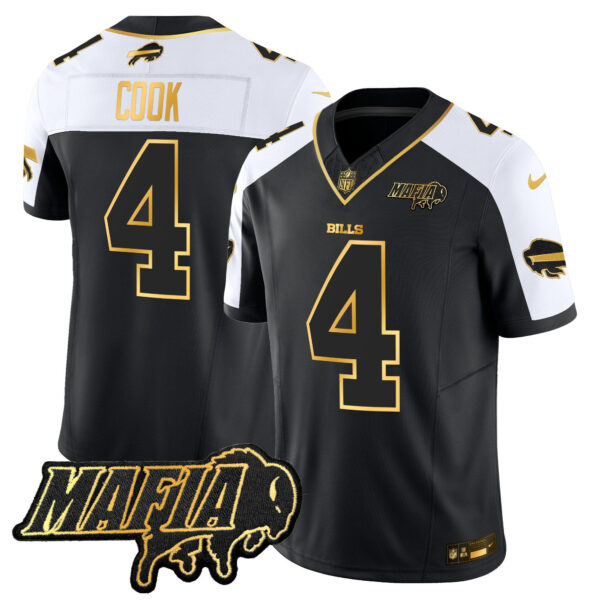 Buffalo Bills 2024 Bills Mafia Patch Gold Vapor Limited Jersey – All Stitched – Alternate – James Cook Jersey